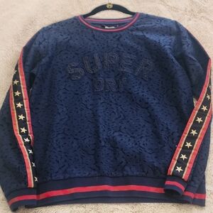 NWOT Superdry Lace Shirt US 6 Navy With Red & Gold Details Limited Edition